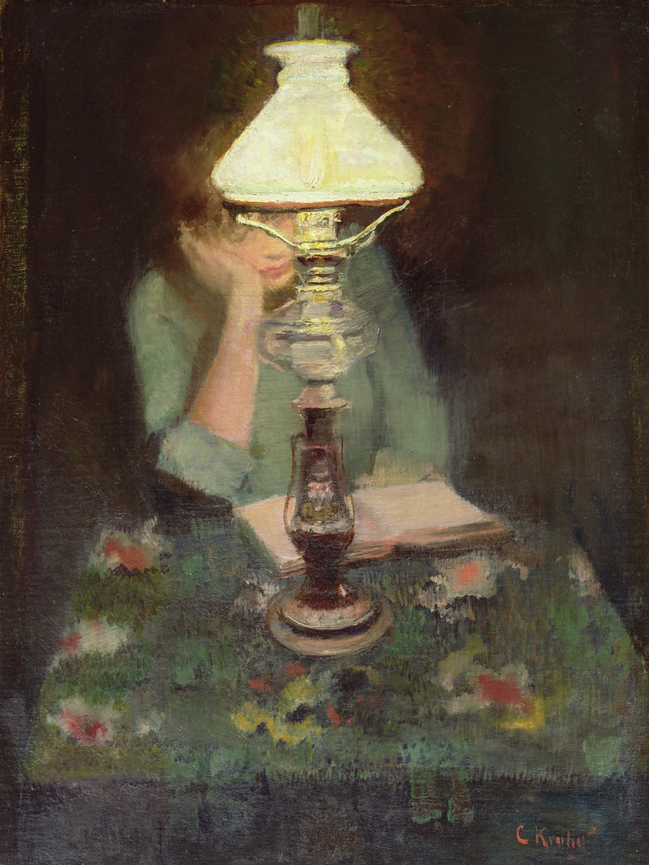 Oda med lampa (olja på duk) av Christian Krohg