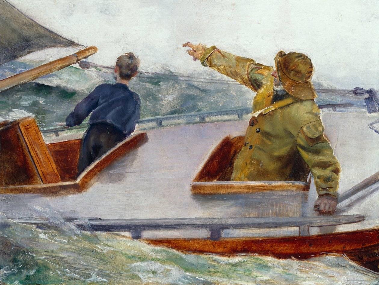 På fören, ca 1890 (olja på duk) av Christian Krohg