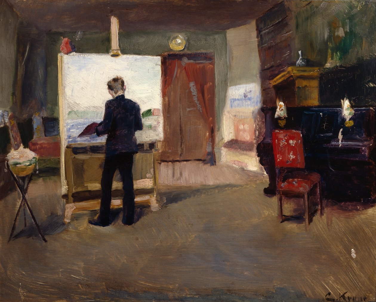 Målaren Nils Hansteen i ateljén av Christian Krohg