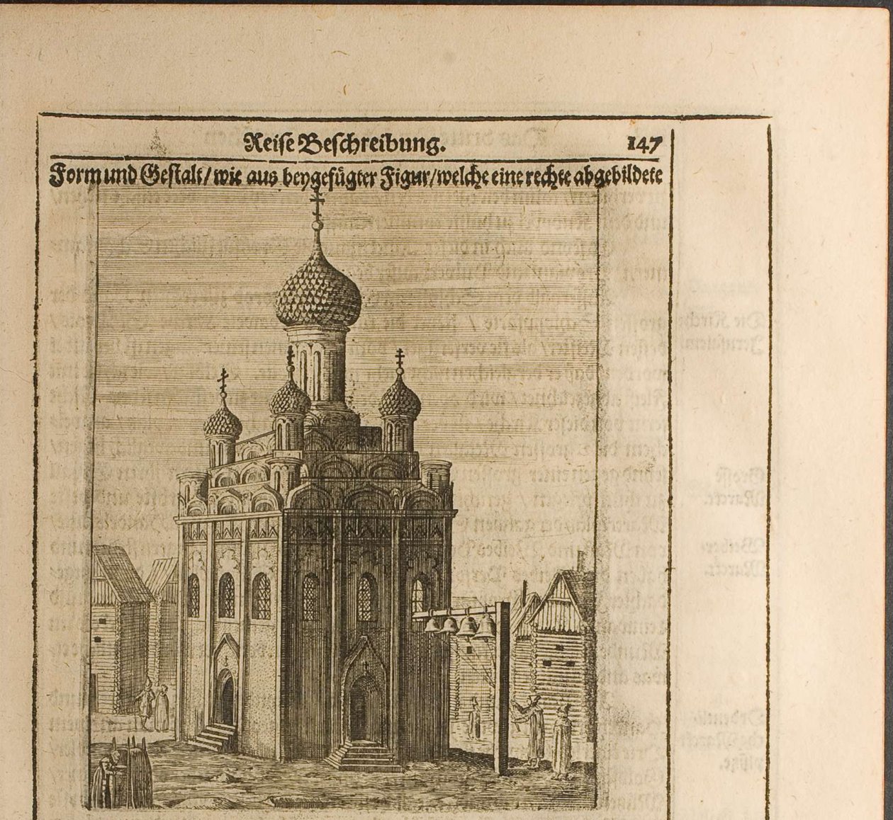 Katedralen i Moskva Kreml Illustration från resor till den store hertigen av Muscovy och släkten av Christian Lorenzen Rothgiesser