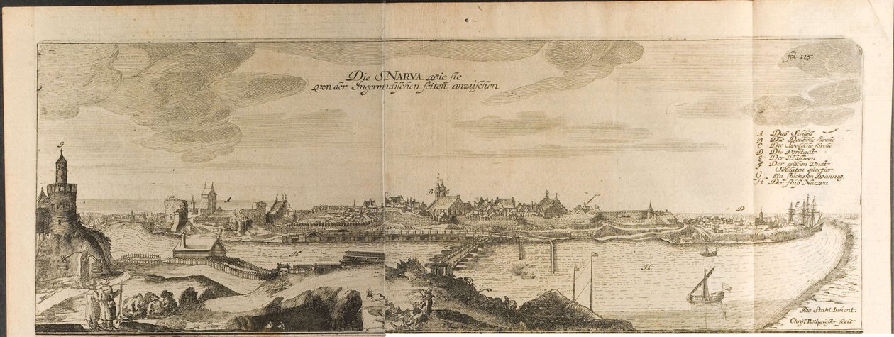 Narva Illustration från resor till den store hertigen av Muscovy och kungen av Persien av Adam Olear av Christian Lorenzen Rothgiesser