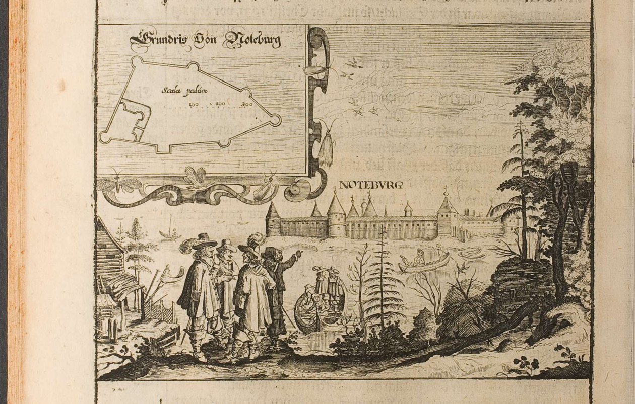 Nöteborg Illustration från resor till den store hertigen av Muscovy och kungen av Persien av Adam Ol av Christian Lorenzen Rothgiesser