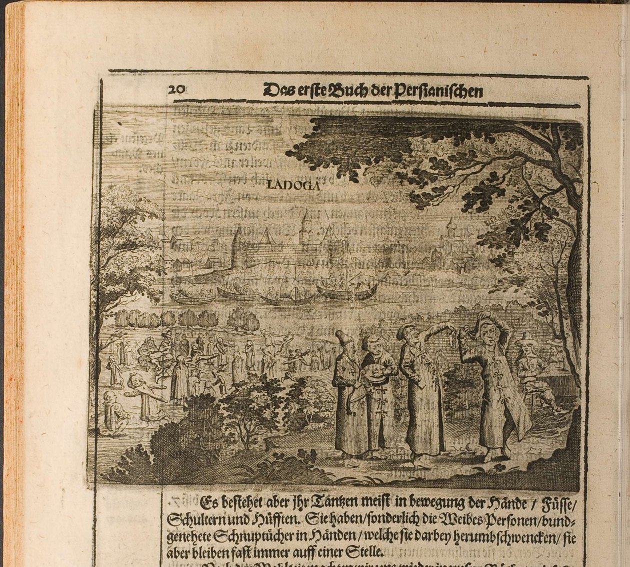 Fästningen Staraya Ladoga Illustration från resor till den store hertigen av Muscovy och kungen av Christian Lorenzen Rothgiesser