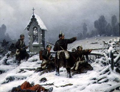 Vinterskärm vid en helgedom, 1846 av Christian Sell