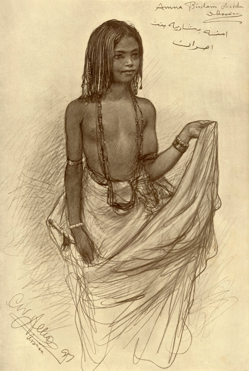 Bishari girl, More, Egypten, av Christian Wilhelm Allers