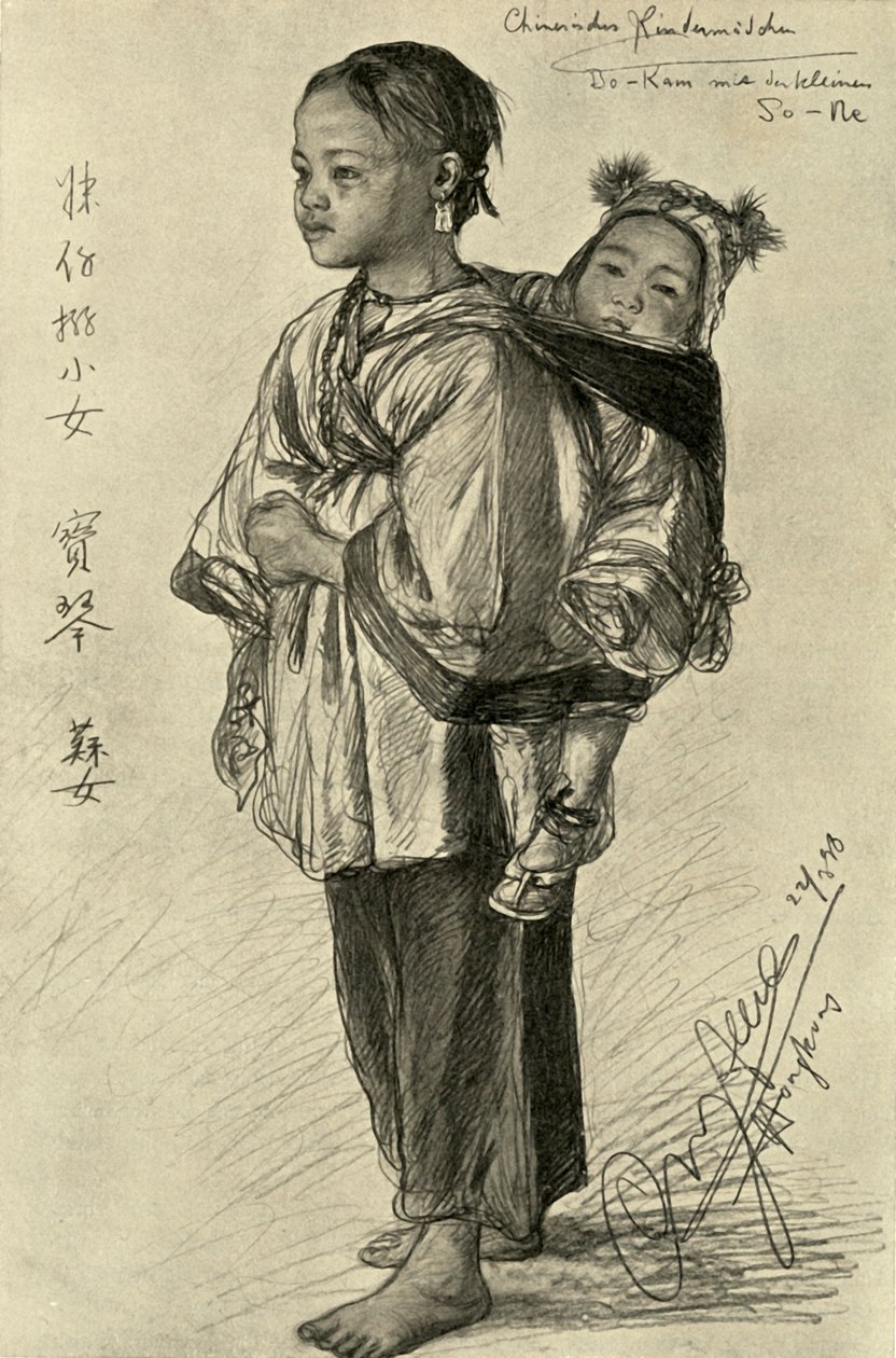 Bo-Kam och So-Ne - Kinesiska flickor, Hong Kong, 1898. av Christian Wilhelm Allers