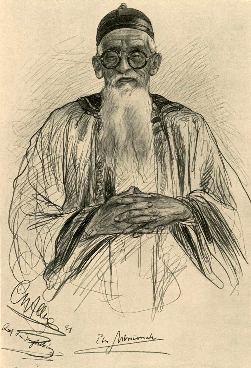 Kinesisk man bär glasögon, 1898. av Christian Wilhelm Allers