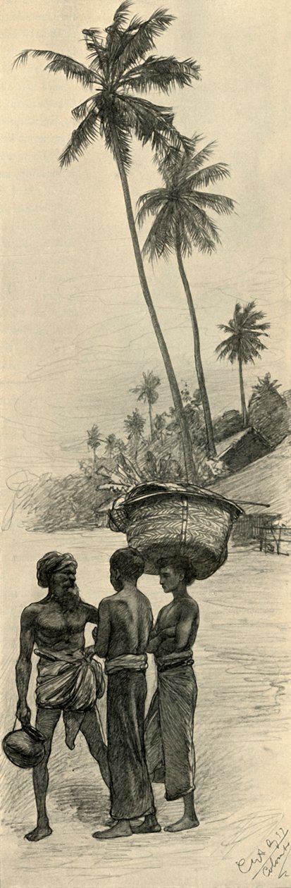 Grupp män, Colombo, Ceylon, 1898. av Christian Wilhelm Allers