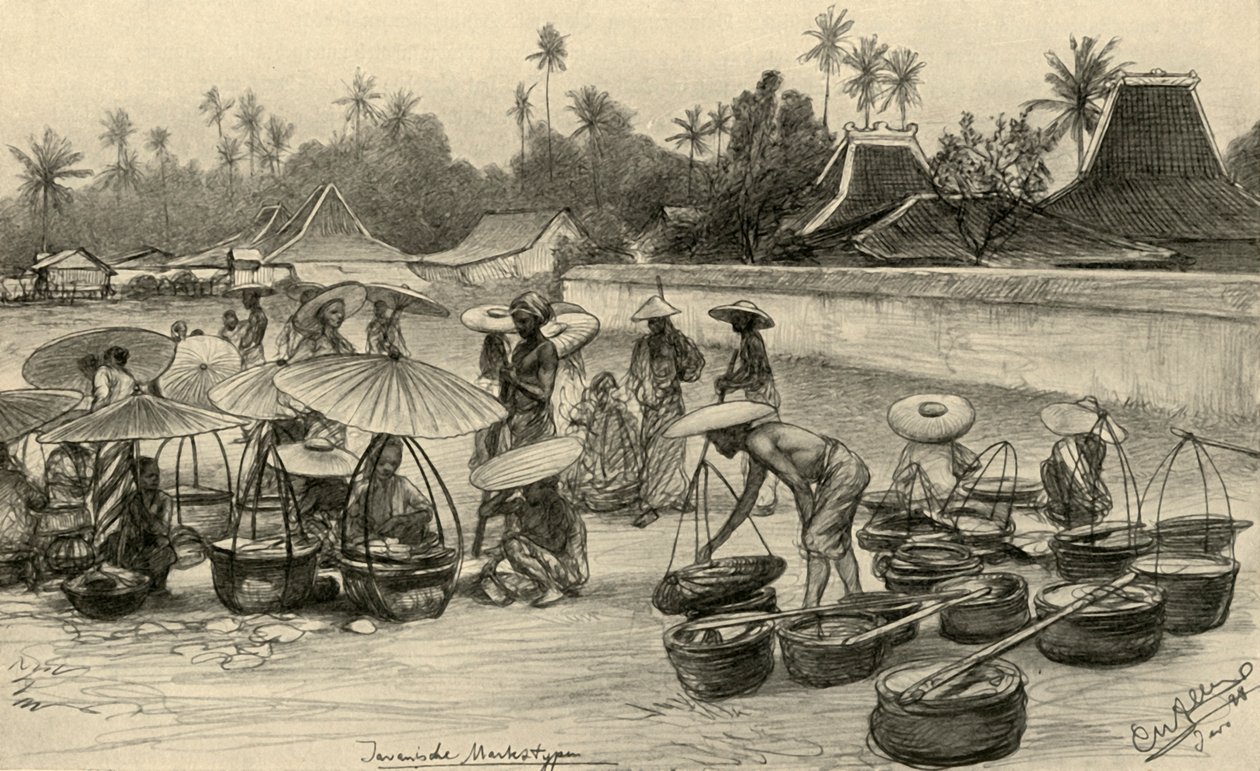 Marknadsscenen, Java, 1898. av Christian Wilhelm Allers
