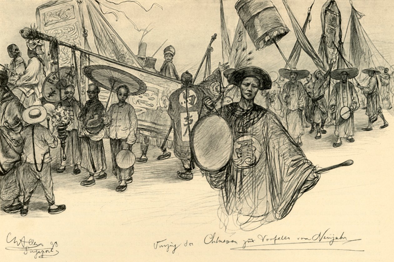 Nyårsparad, Singapore, 1898. av Christian Wilhelm Allers