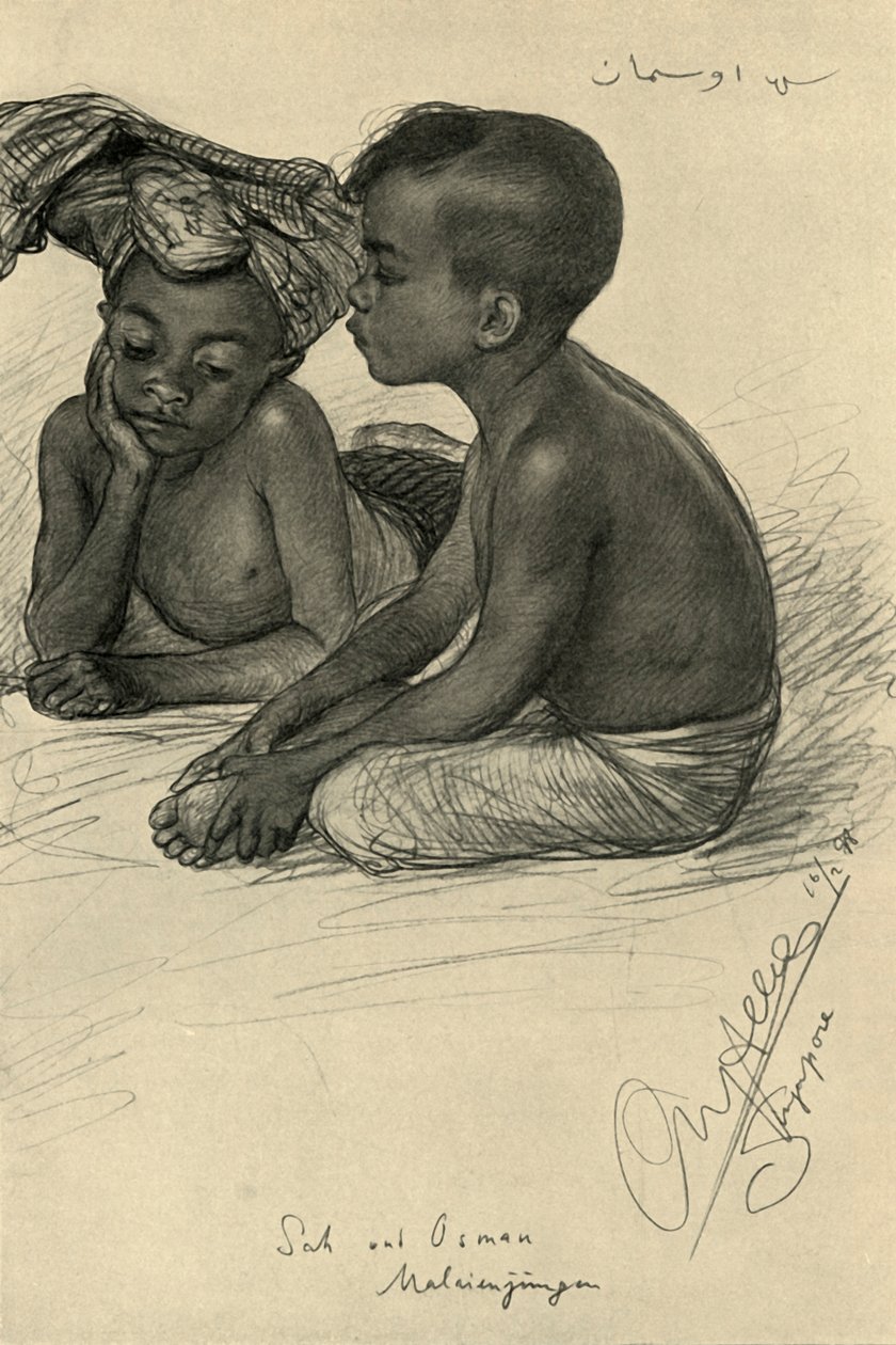 Sah och Osman, malaysiska pojkar, Singapore, 1898. av Christian Wilhelm Allers