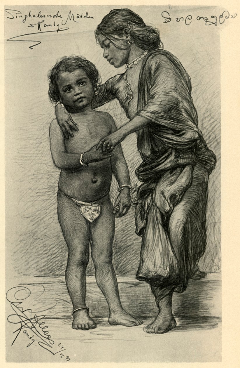 Singalesiska flickor, Kandy, Ceylon, 1898. av Christian Wilhelm Allers