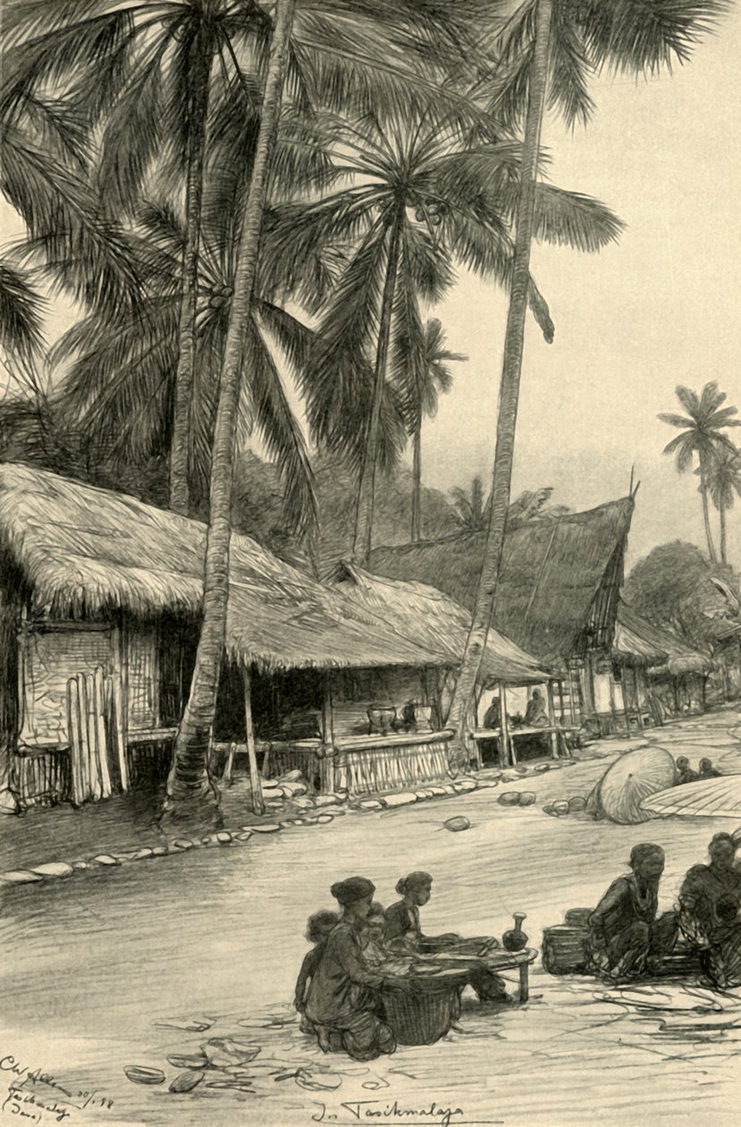 Gatubild i Tasikmalaya, Java, 1898. av Christian Wilhelm Allers