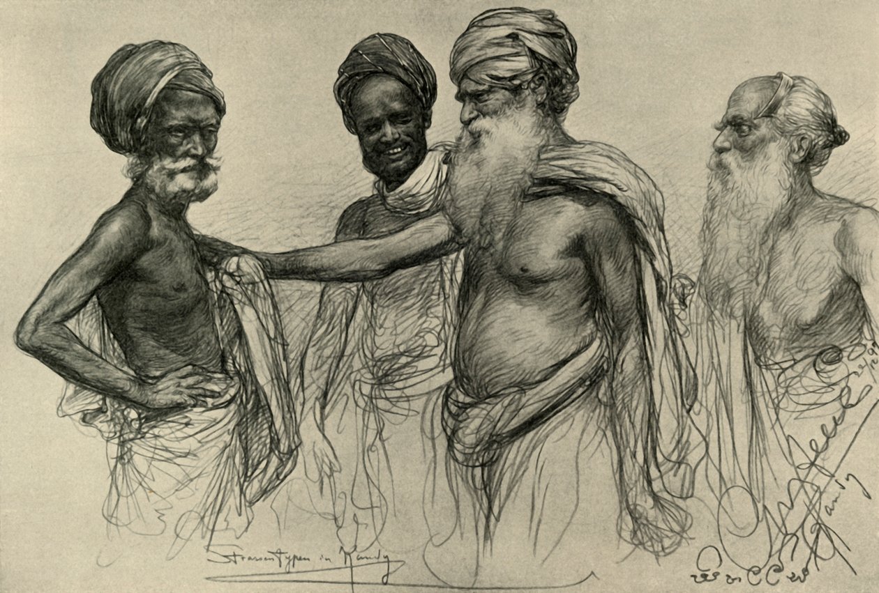 Gatustudier, Kandy, Ceylon, 1898. av Christian Wilhelm Allers