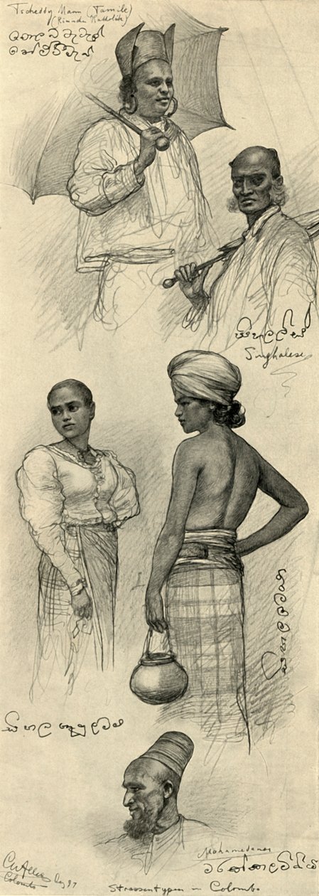 Studier av människor, Colombo, Ceylon, 1898. av Christian Wilhelm Allers