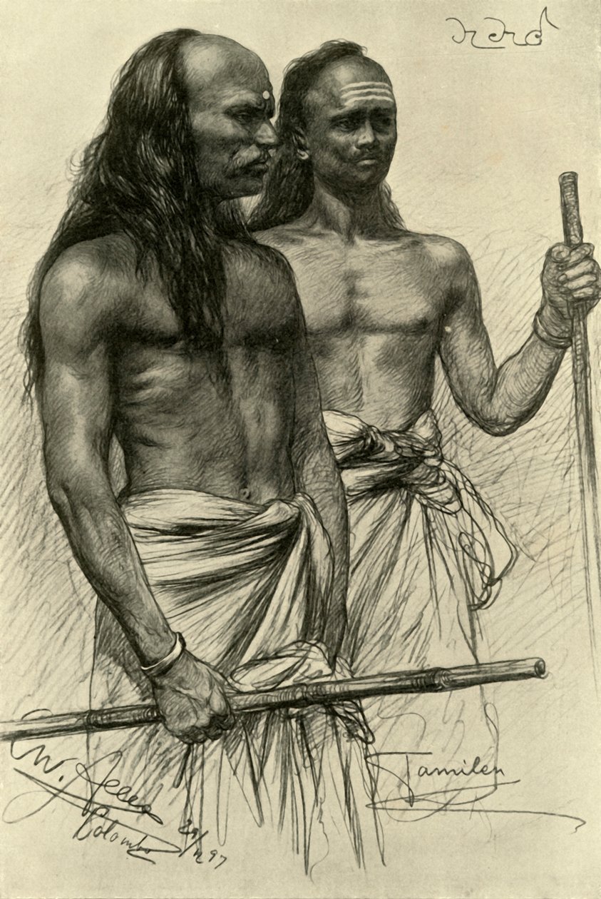 Tamilska män, Colombo, Ceylon, 1898. av Christian Wilhelm Allers