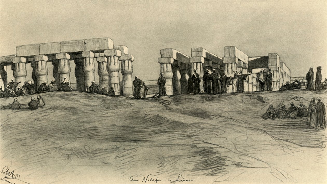 Tempelruiner, Luxor, Egypten, 1898. av Christian Wilhelm Allers