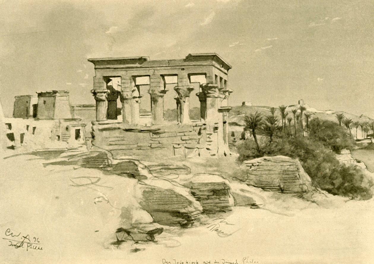 Isis-templet och Trajanus kiosk på ön Philae, Egypten, 1898. av Christian Wilhelm Allers