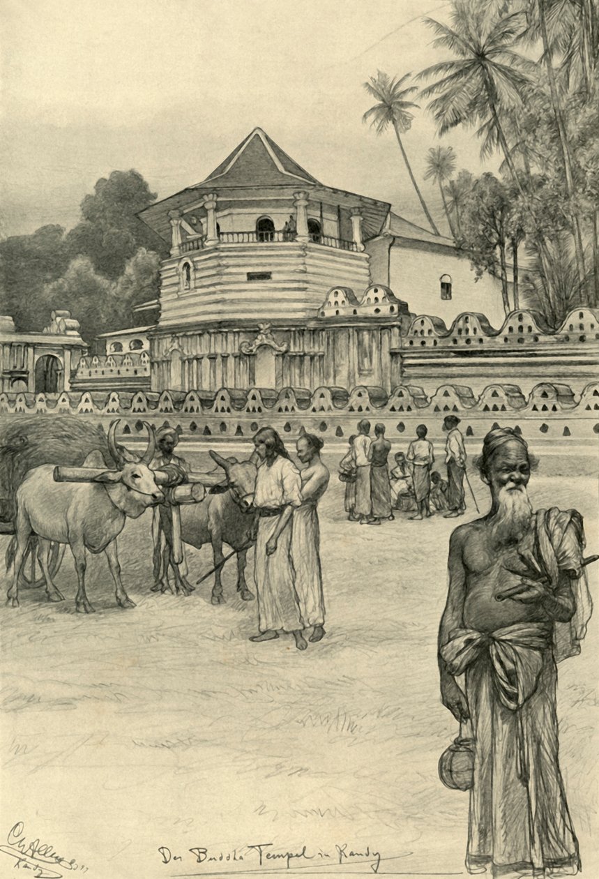 Tandens tempel, Kandy, Ceylon, 1898. av Christian Wilhelm Allers