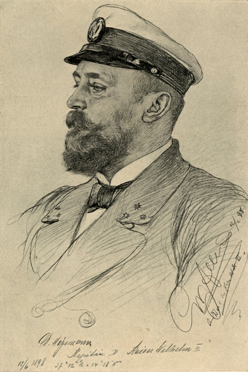 Kaptenen på "Kaiser Wilhelm II", 1898. av Christian Wilhelm Allers