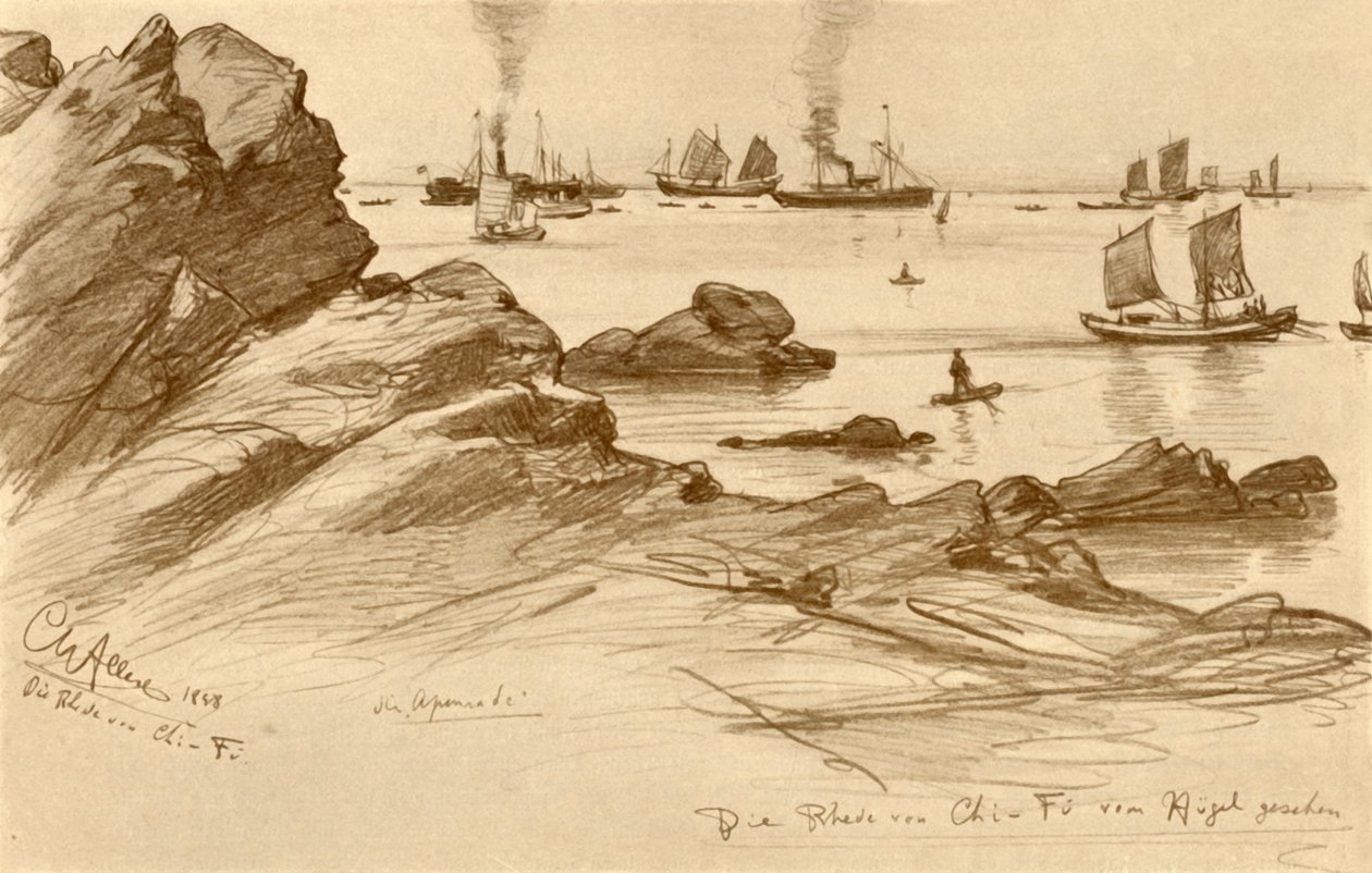 Vägarna vid Chefoo sett från kullarna, Kina, 1898. av Christian Wilhelm Allers