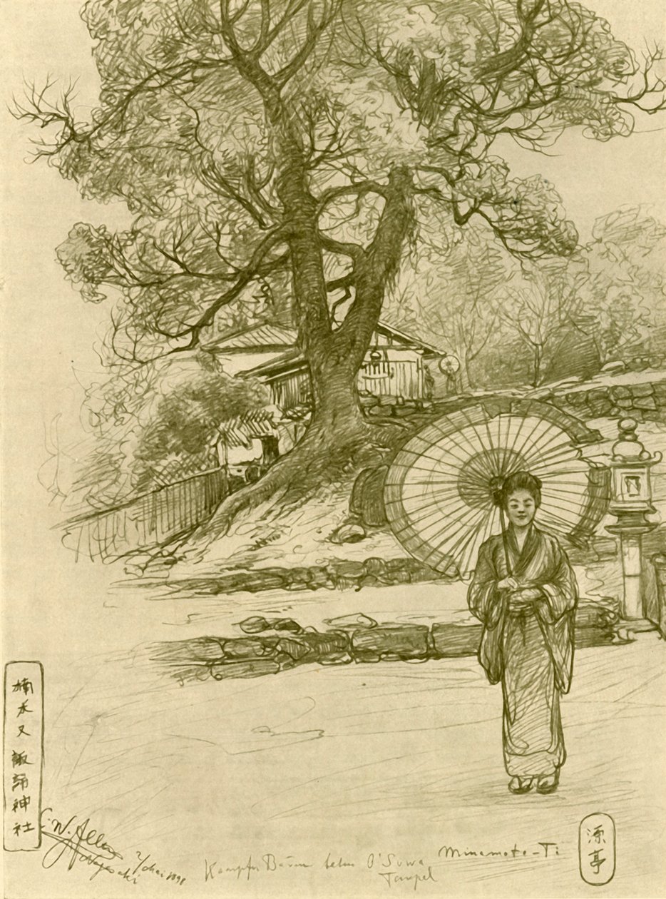 Kvinna med parasoll, Nagasaki, Japan, 1898. av Christian Wilhelm Allers