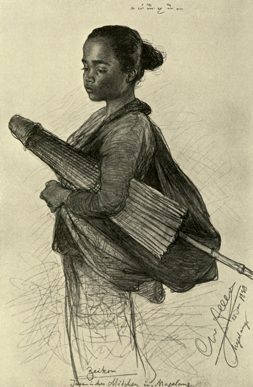 Ung kvinna med parasoll, Magalang, Java, 1898. av Christian Wilhelm Allers
