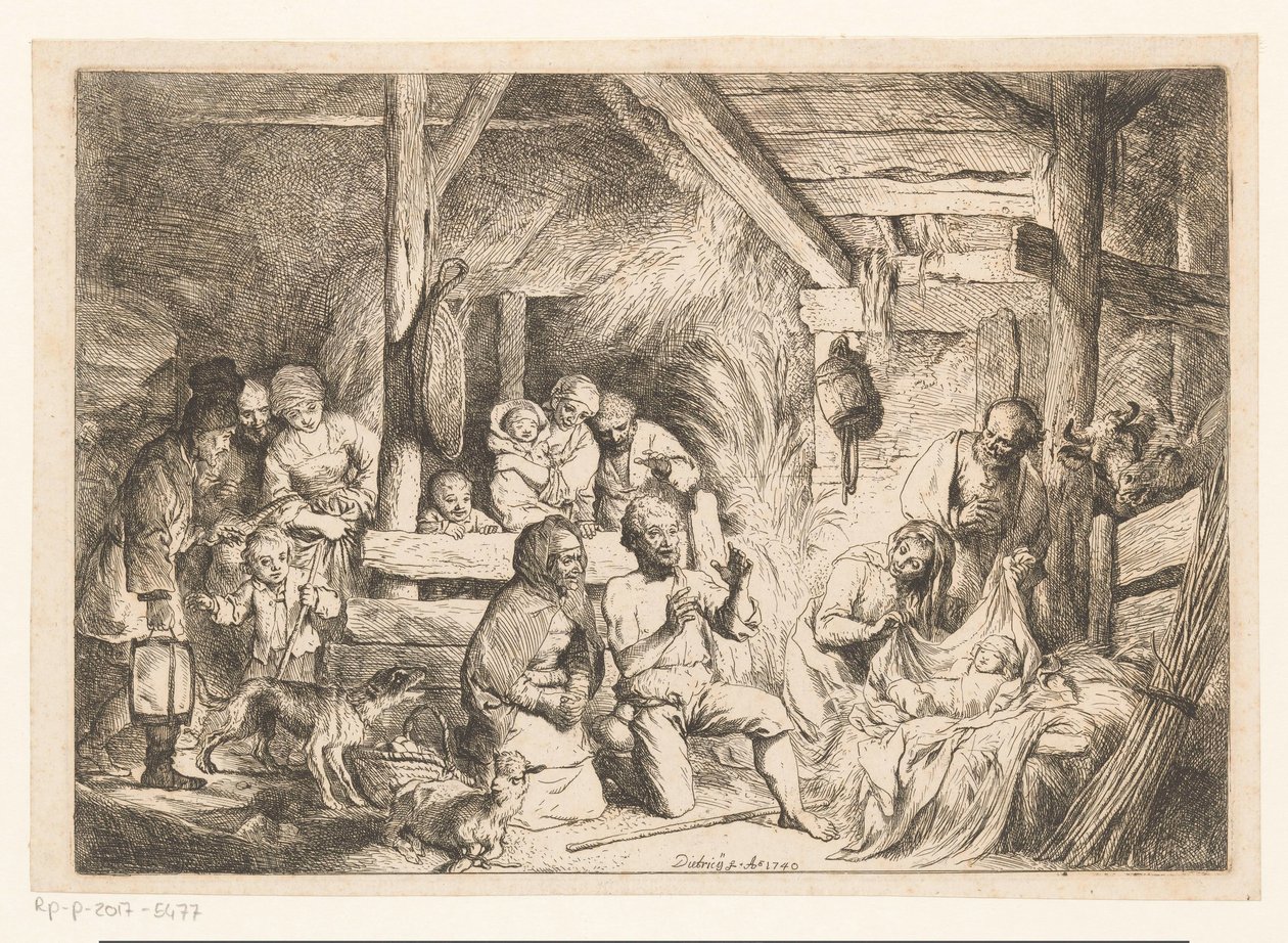 Tillbedjan av herdarna av Christian Wilhelm Ernst Dietrich