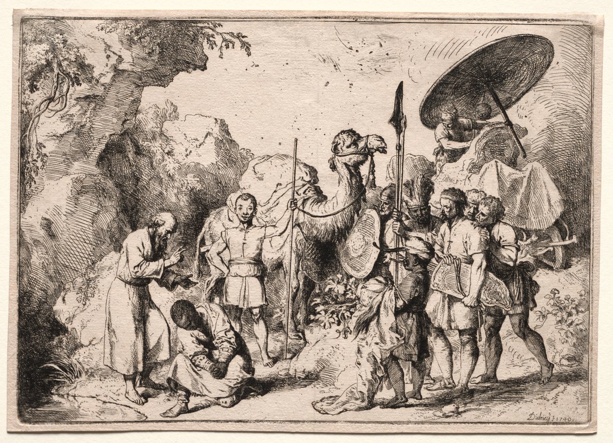 Diakon Filip döper eunucken. av Christian Wilhelm Ernst Dietrich