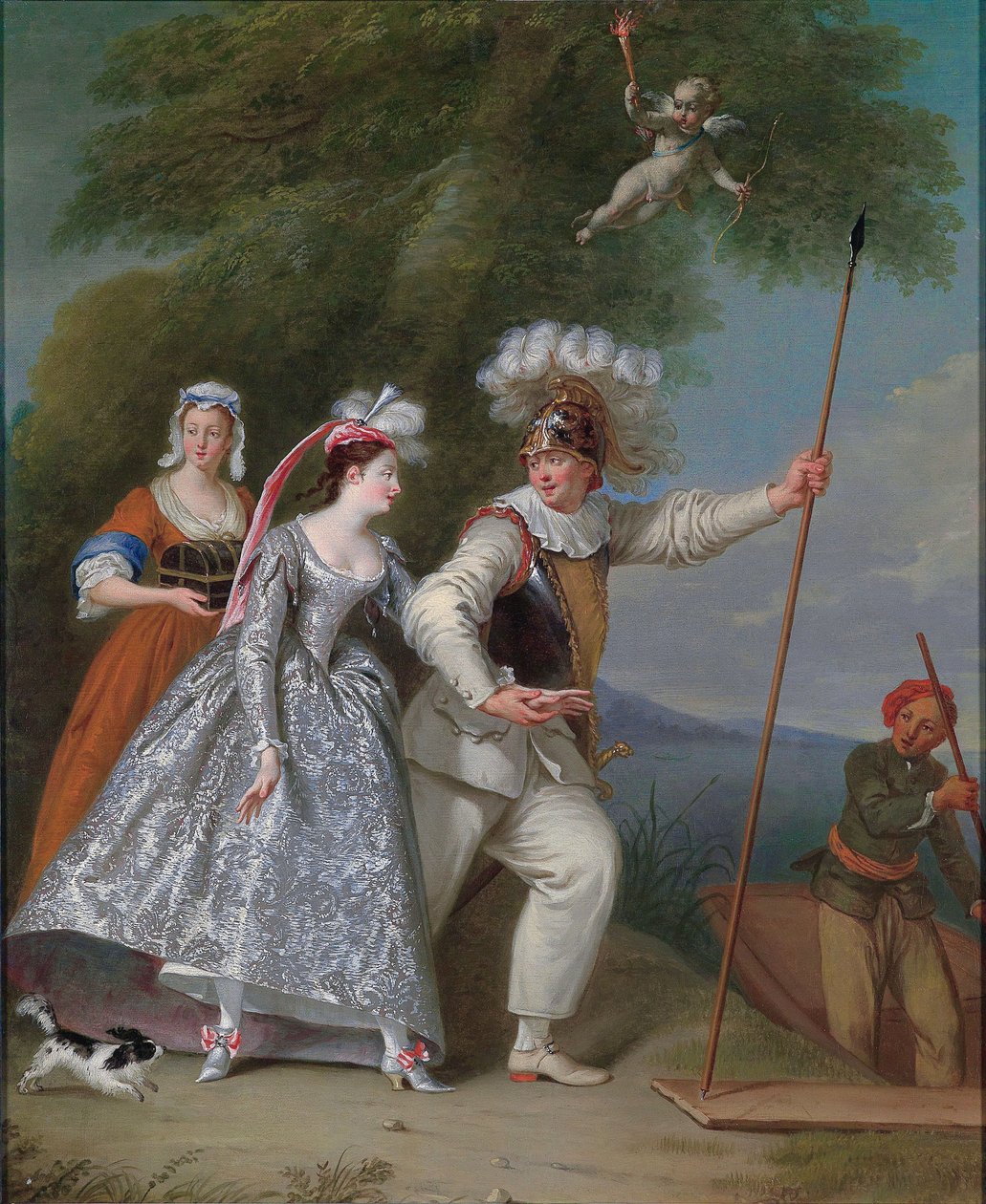 Porträtt av en elegant gentleman som Pierrot i en Commedia dell