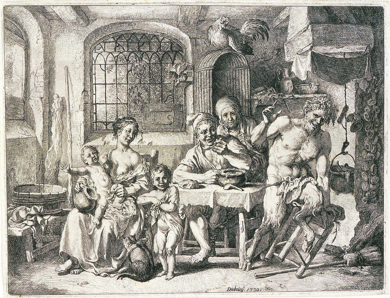 Satyr och bönder av Christian Wilhelm Ernst Dietrich