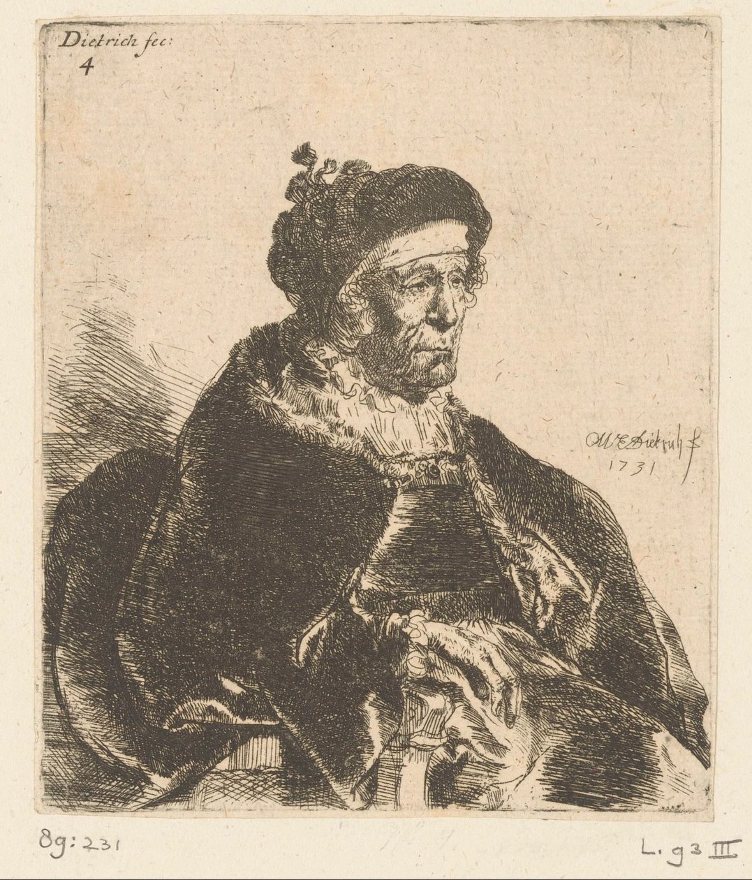 Sitter gammal kvinna av Christian Wilhelm Ernst Dietrich