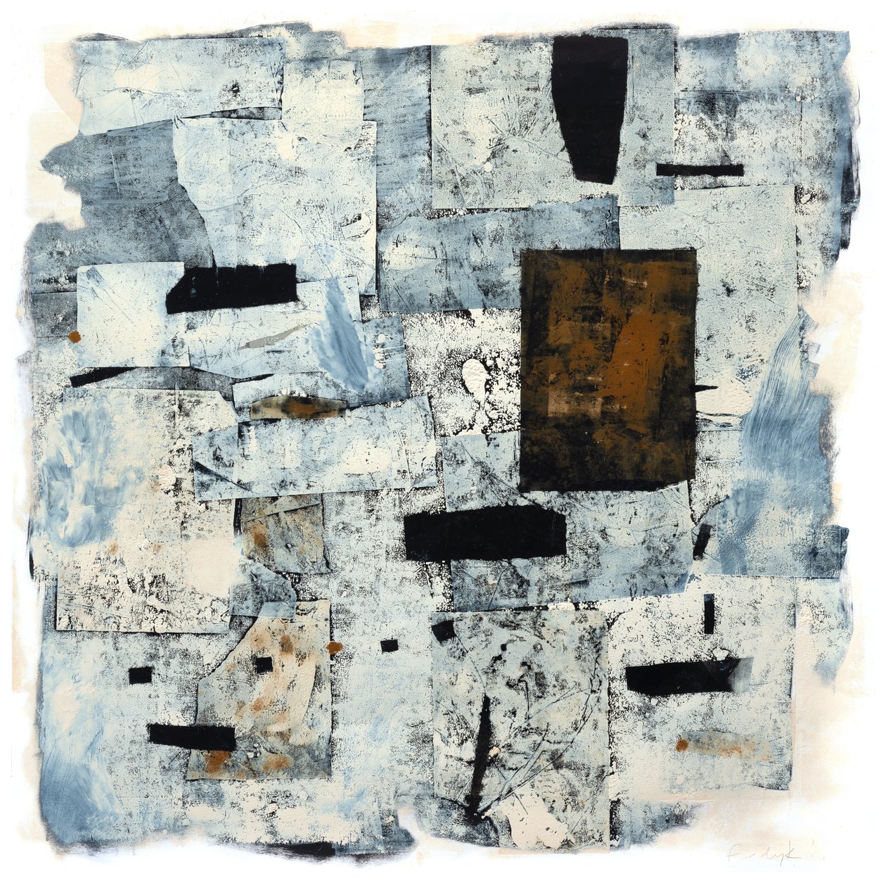 Ochre Door, 2016 (svartvitt tryck färg/collage) av Christina Fedyk
