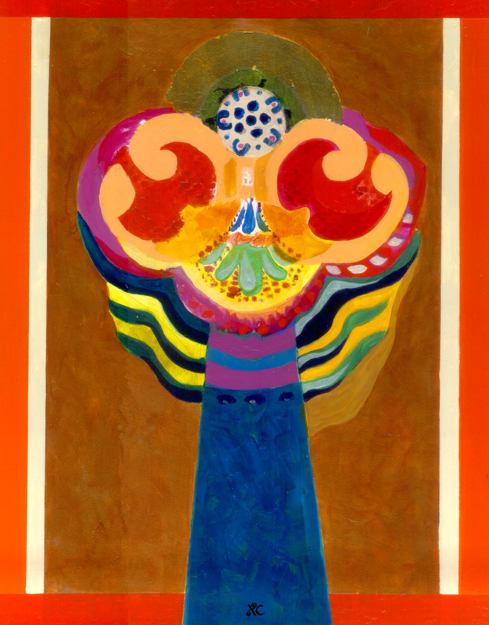 Archangel, ca 2010 (akryl på pannå med bladguld) av Christina Saj