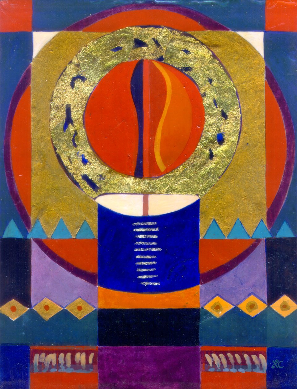 Eternal Flame, ca 2004 (äggtempera på gessoad panel med bladguld) av Christina Saj