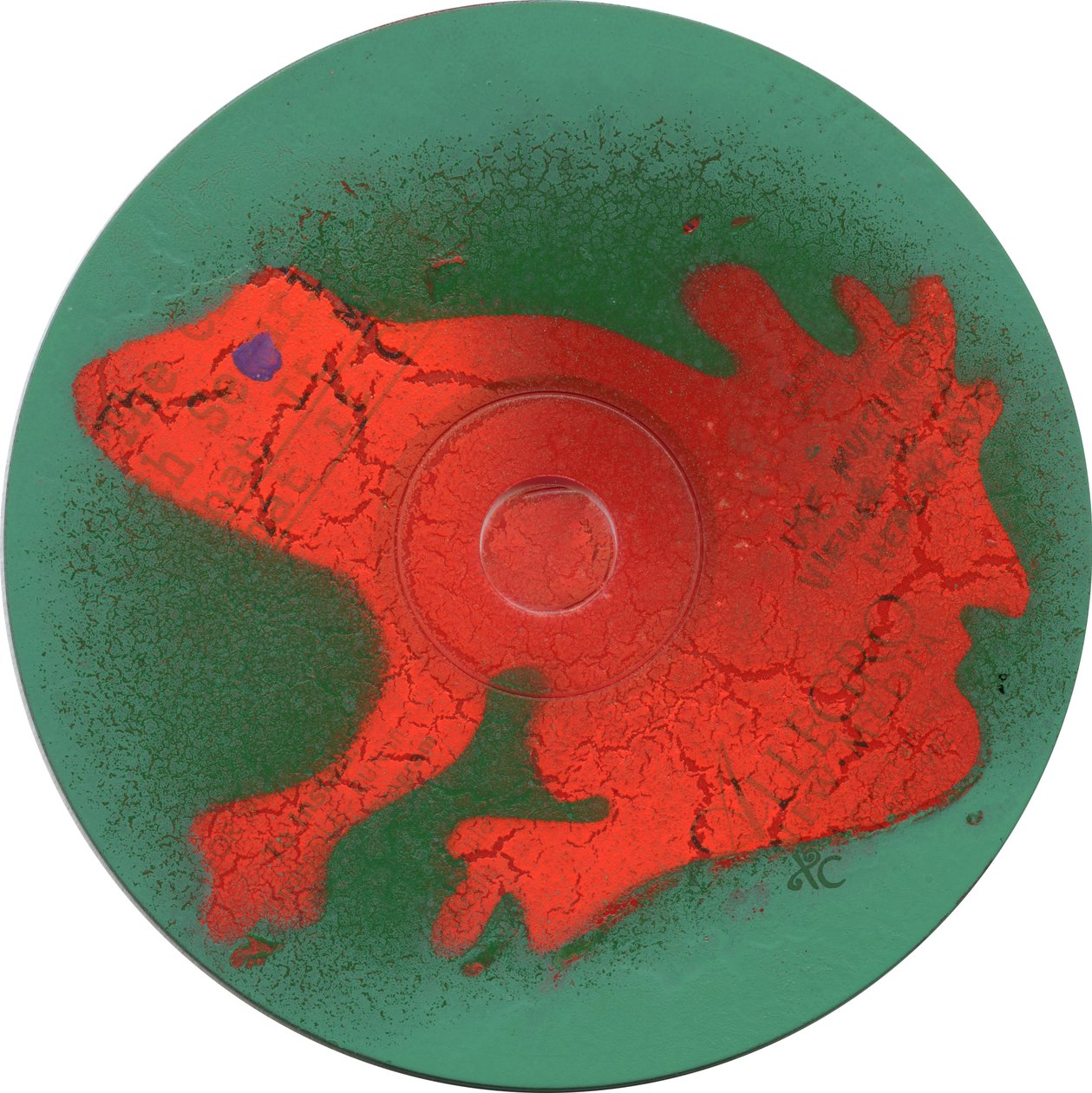 Frog c.2023 (akryl på CD) av Christina Saj