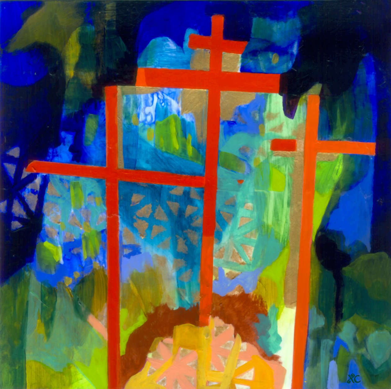 Golgotha, ca 2009 (akryl på panel) av Christina Saj