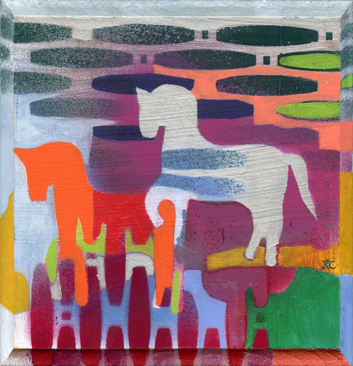 Horses, ca 2008 (akryl på träpanel) av Christina Saj