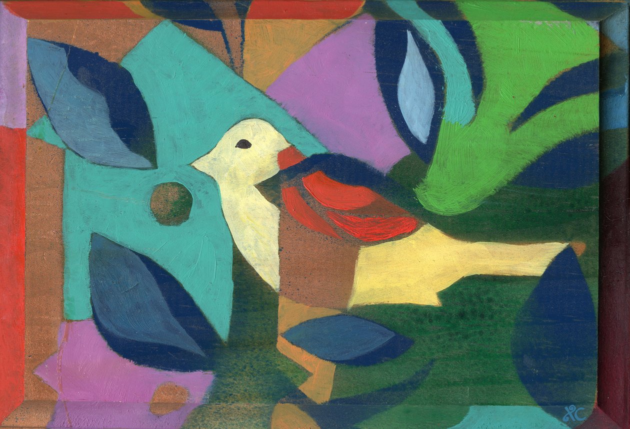Little Yellow Bird, ca 2023 (akryl på pannå) av Christina Saj