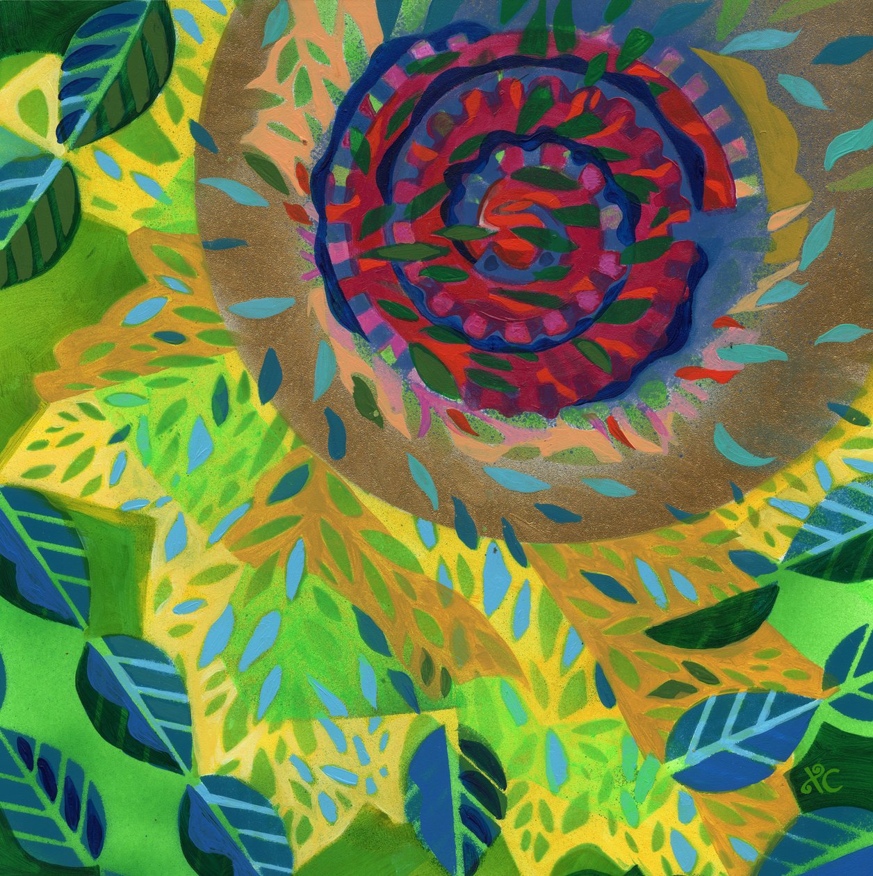Meditation 11, ca 2017 (akryl på pannå) av Christina Saj