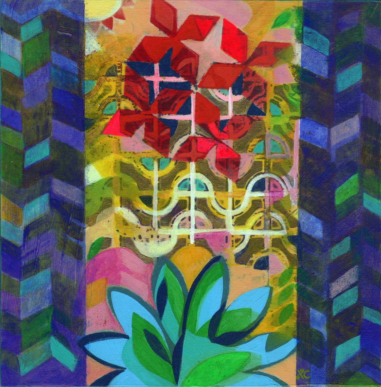 Meditation 14, ca 2017 (akryl på pannå) av Christina Saj