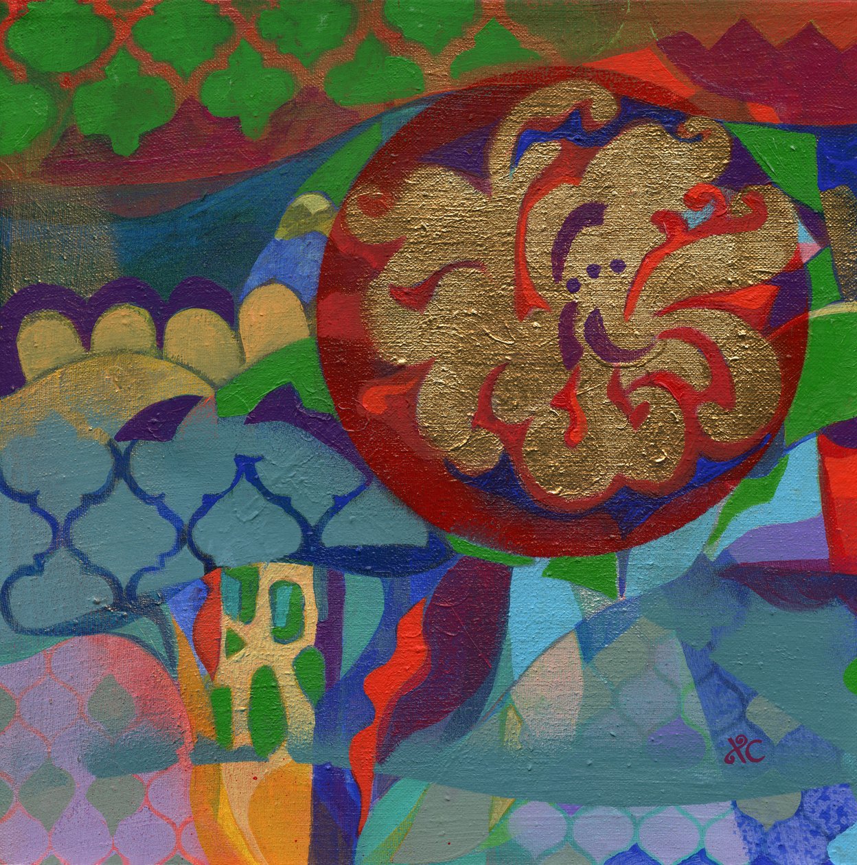 Meditation 35, ca 2017 (akryl på pannå) av Christina Saj