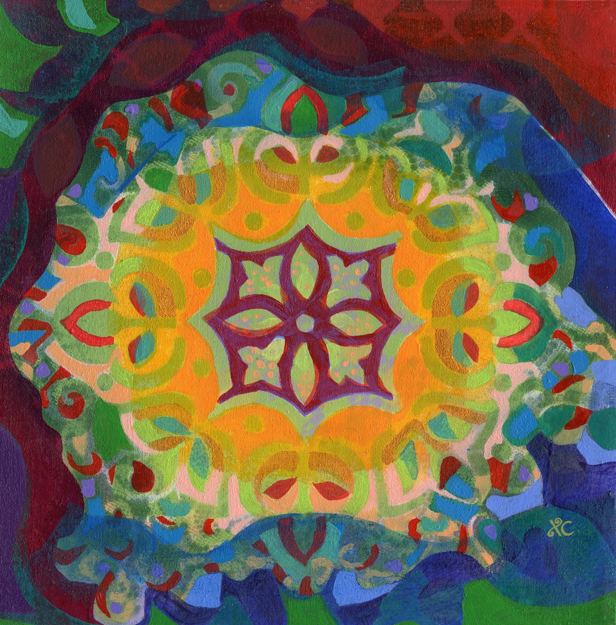 Meditation 38, c 2017 (akryl på pannå) av Christina Saj