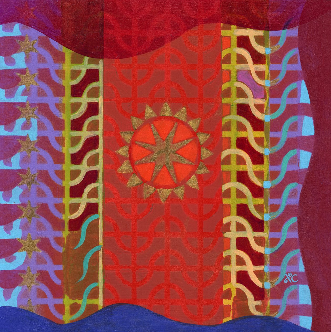 Meditation 7 Lotus c. 2017 (akryl på duk) av Christina Saj