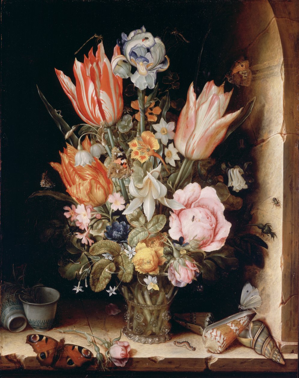 Stilleben med blommor i en vas av Christoffel van den Berghe