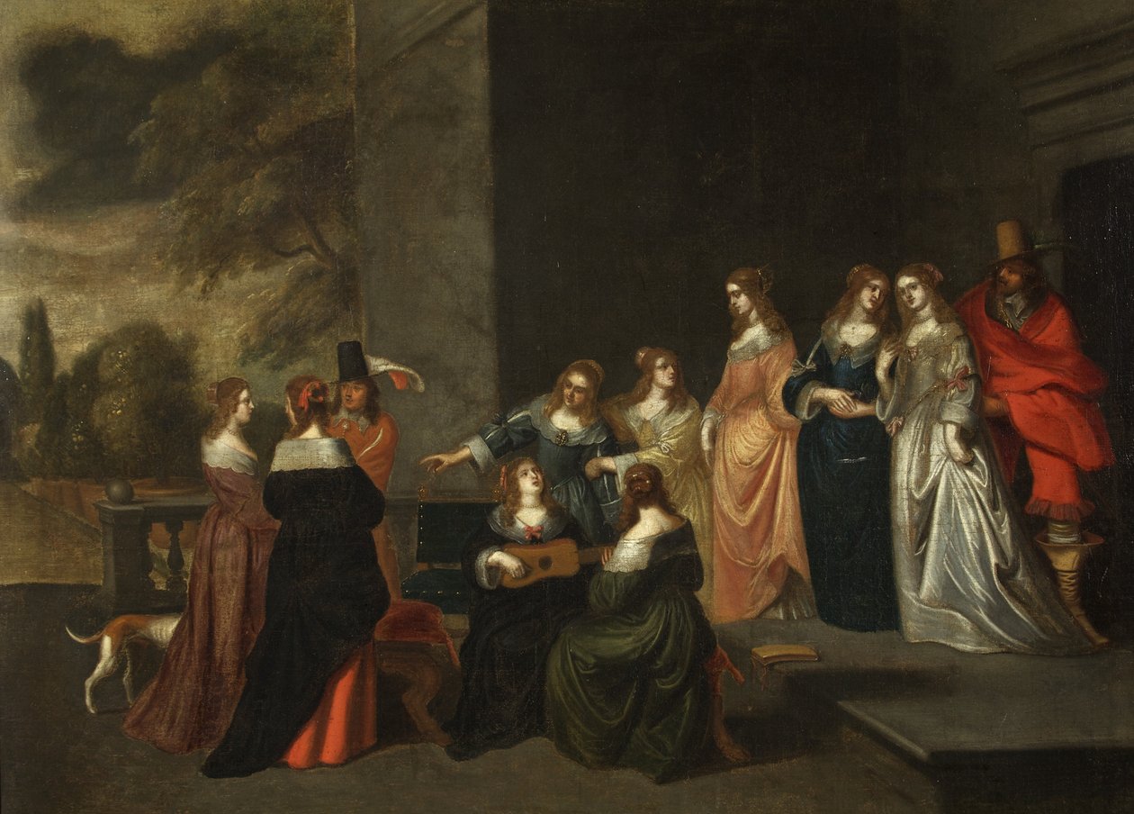 Grupp på en terrass, ca 1640 (olja på duk) av Christoffel Jacobsz van der Lamen