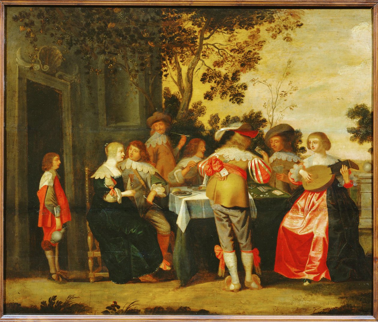 Le Jeu. Middag med musiker ... (målning på duk) av Christoffel Jacobsz van der Lamen