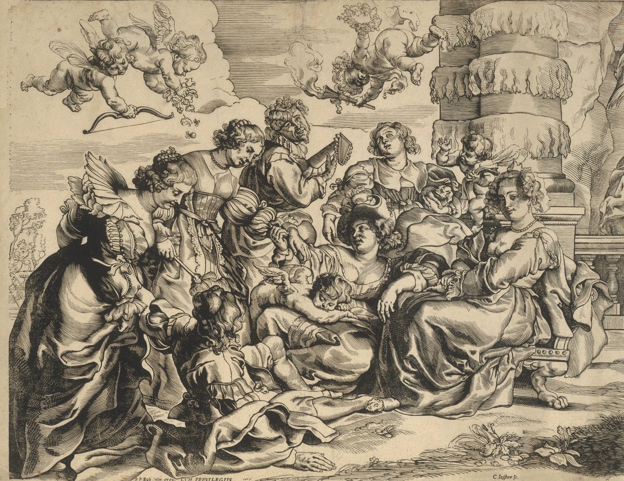 Kärlekens trädgård vänster kvarter, 1630-talet. av Christoffel Jegher