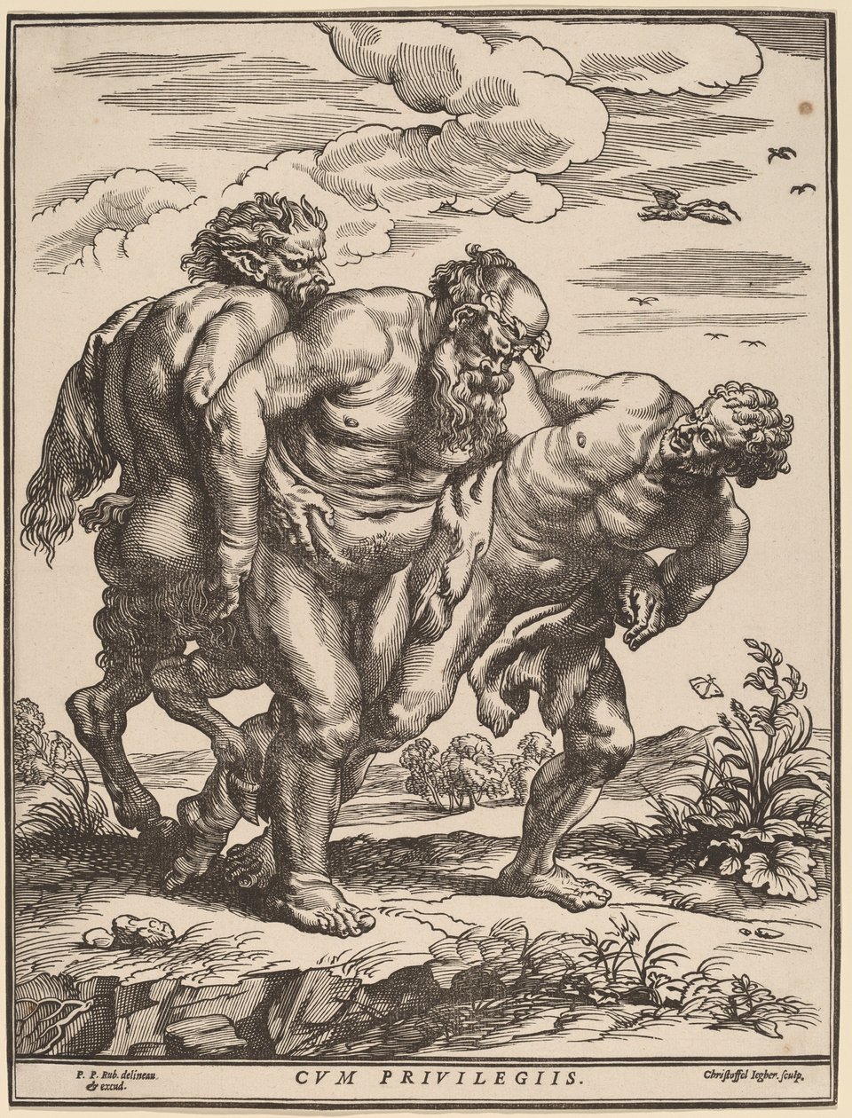 Silenus Ackompanjerad av en Satyr och en Faun av Christoffel Jegher after Sir Peter Paul Rubens