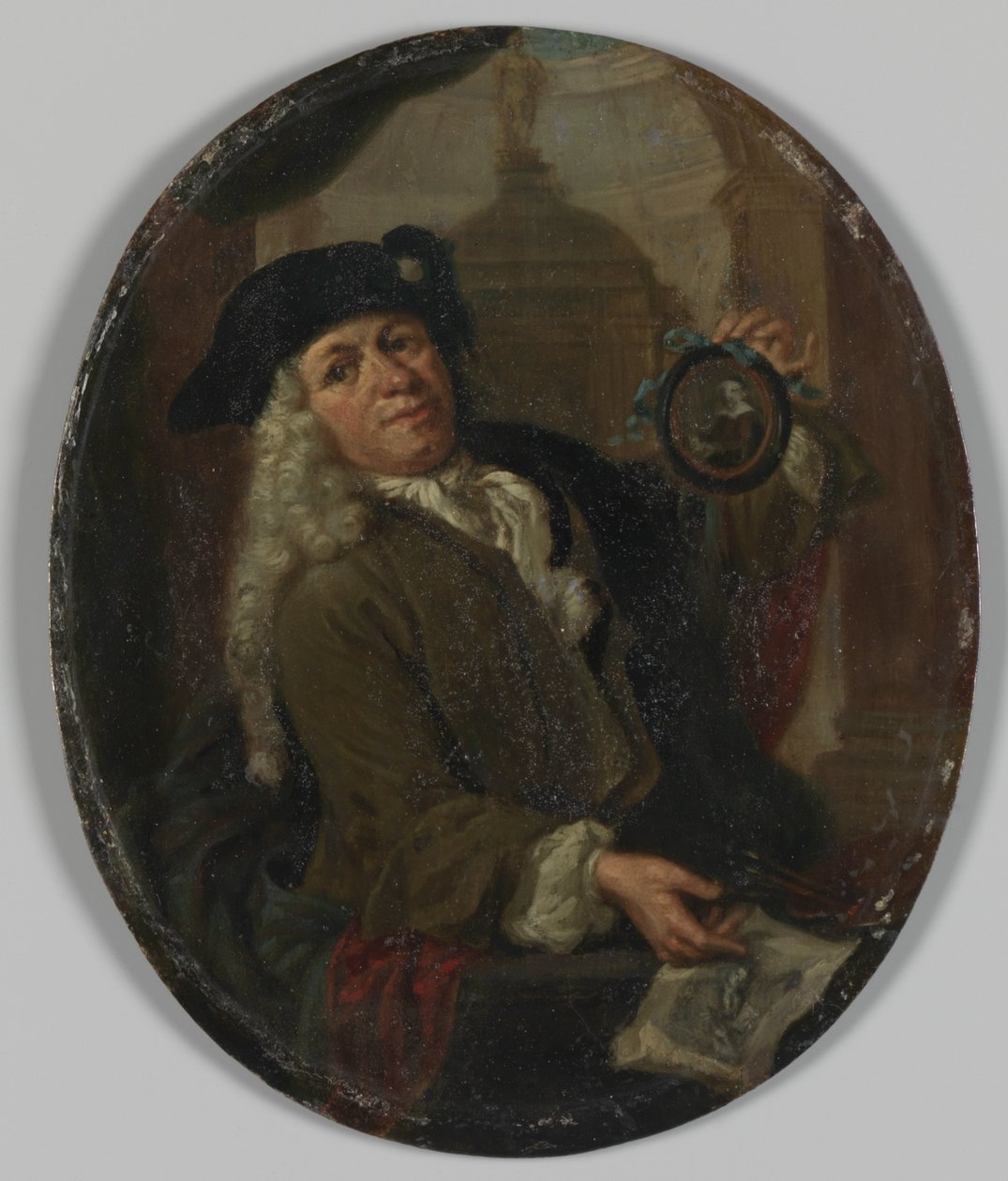 Porträtt av Arnoud van Halen (1673-1732). Målare, tryckare, poet och samlare i Amsterdam av Christoffel Lubienitzki (copy after)